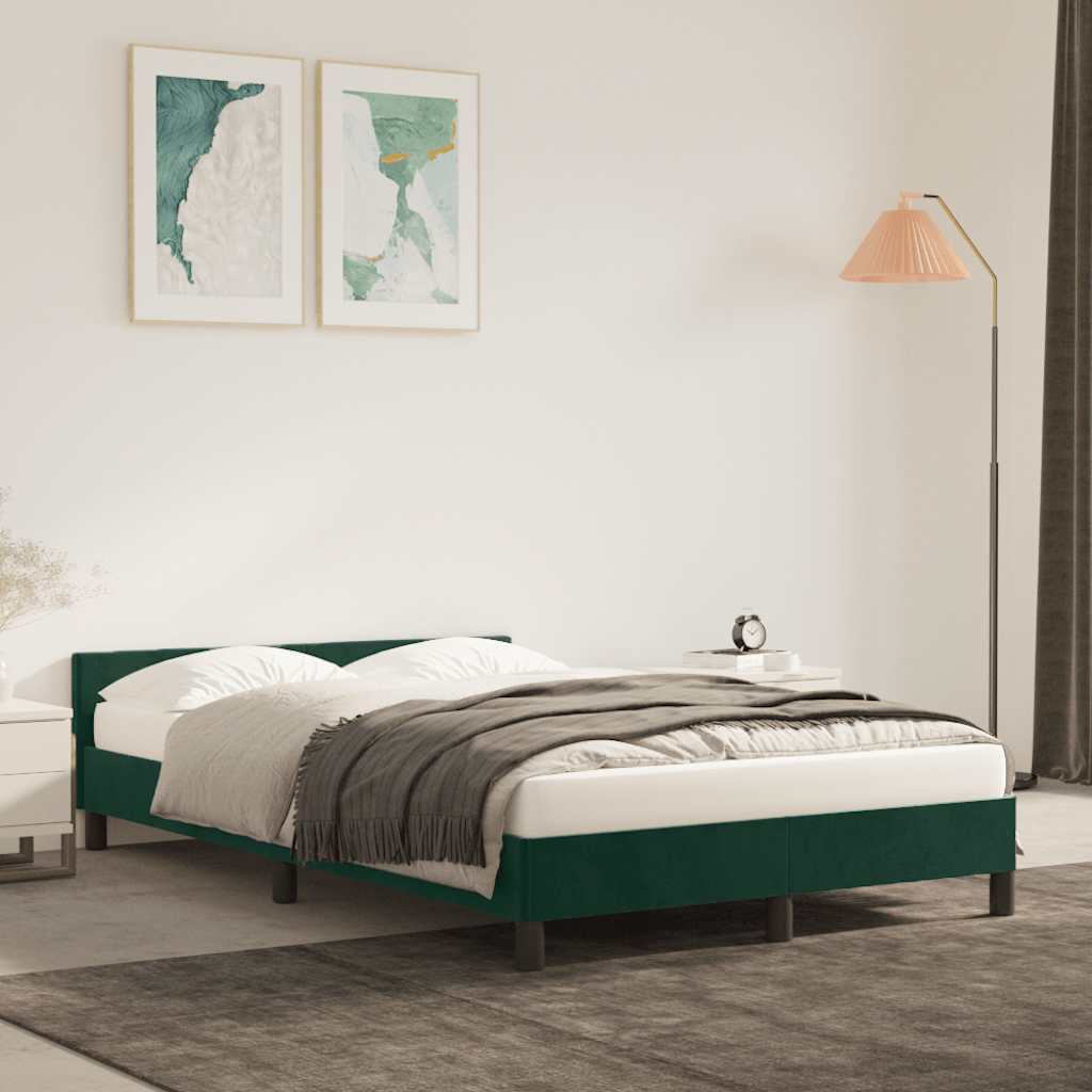 Sengeramme uden madras Mørkegrøn 120x200 cm Fløjl