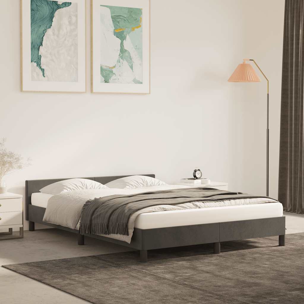 Sengeramme uden madras Mørkegrå 140x190 cm Fløjl