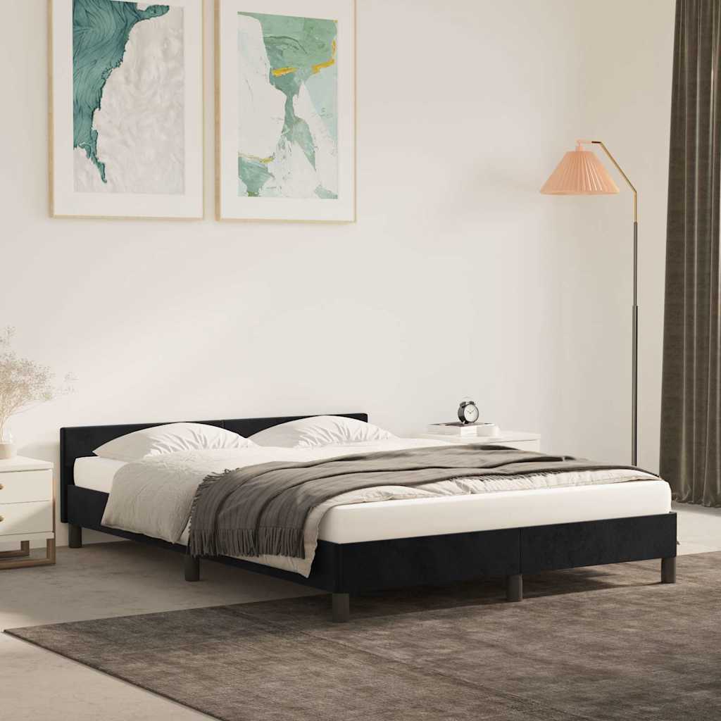 Sengeramme uden madras Sort 140x190 cm Fløjl