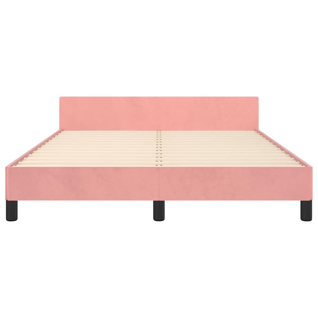 Sengeramme med hovedgærde uden madras Pink 140x200 cm Velour