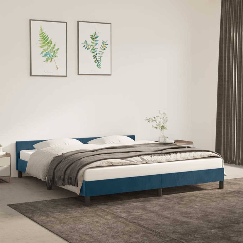 Sengeramme uden madras Mørkeblå 160x200 cm Fløjl