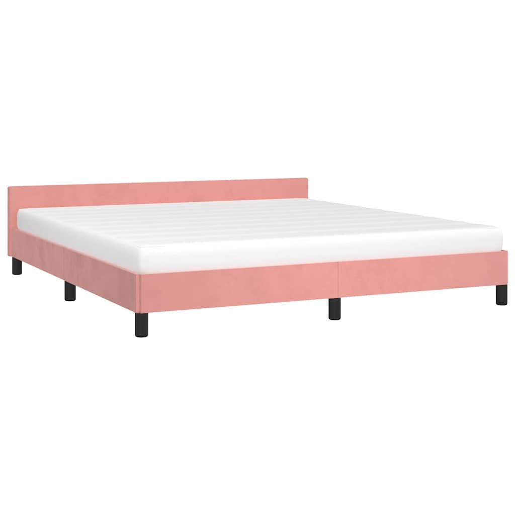 Sengeramme med hovedgærde uden madras Pink 160x200 cm Fløjl
