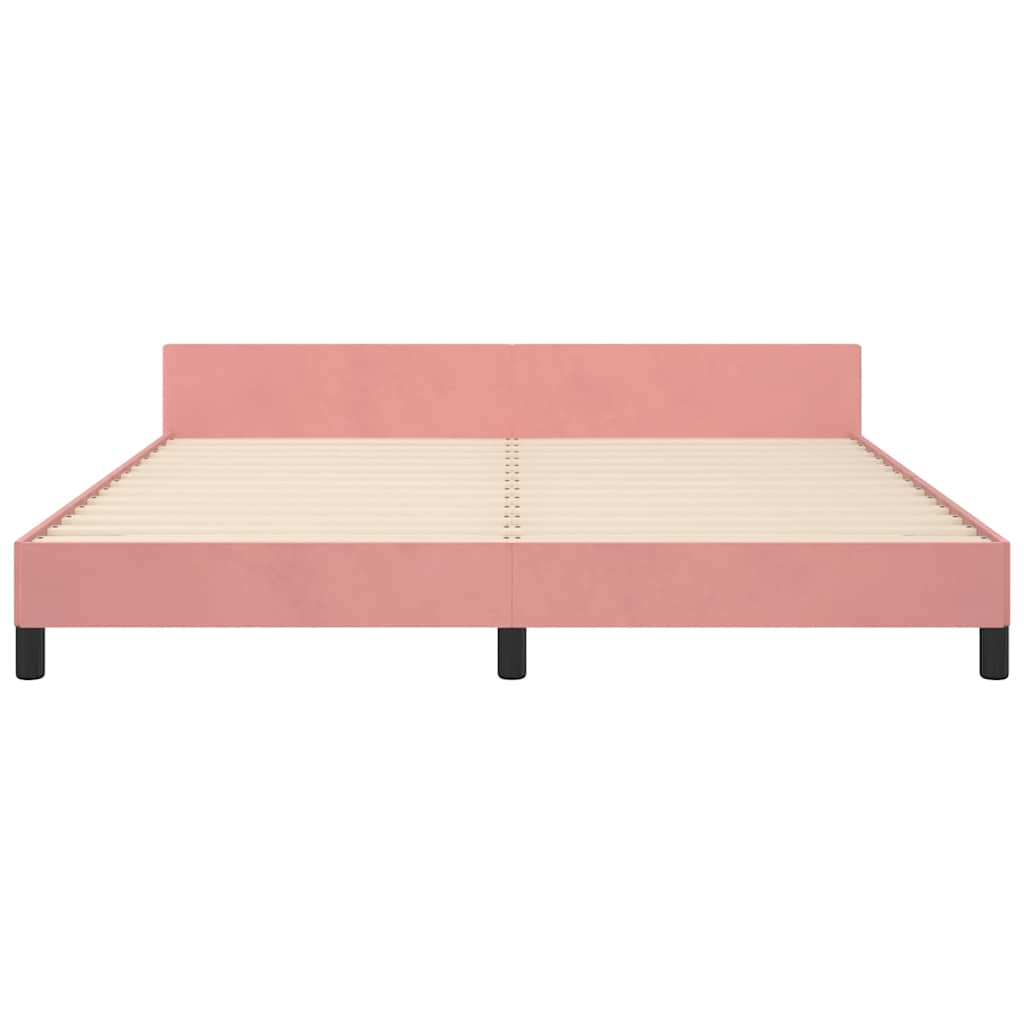 Sengeramme med hovedgærde uden madras Pink 160x200 cm Fløjl