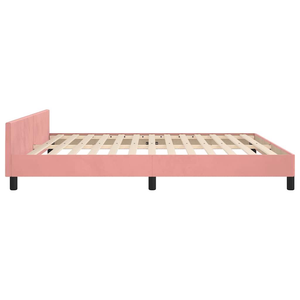 Sengeramme med hovedgærde uden madras Pink 160x200 cm Fløjl