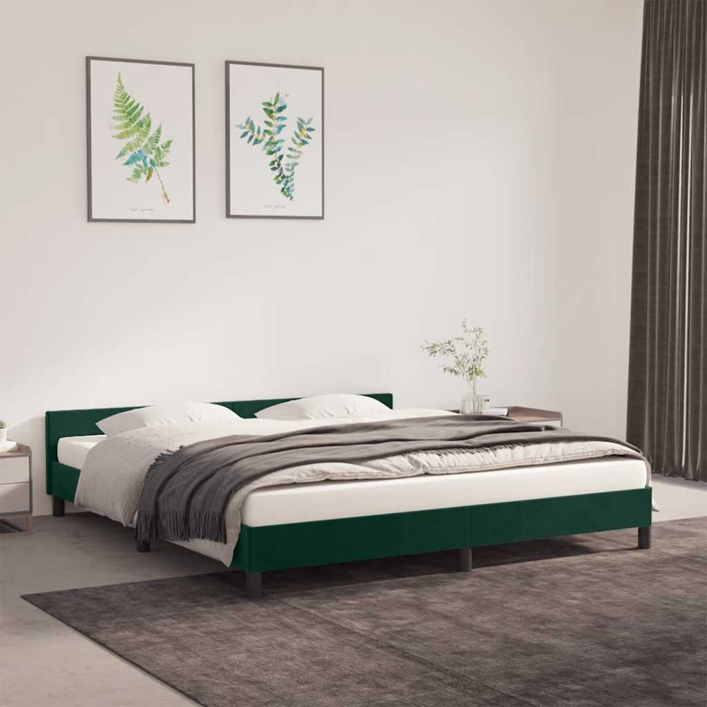 Sengeramme uden madras Mørkegrøn 180x200 cm Fløjl