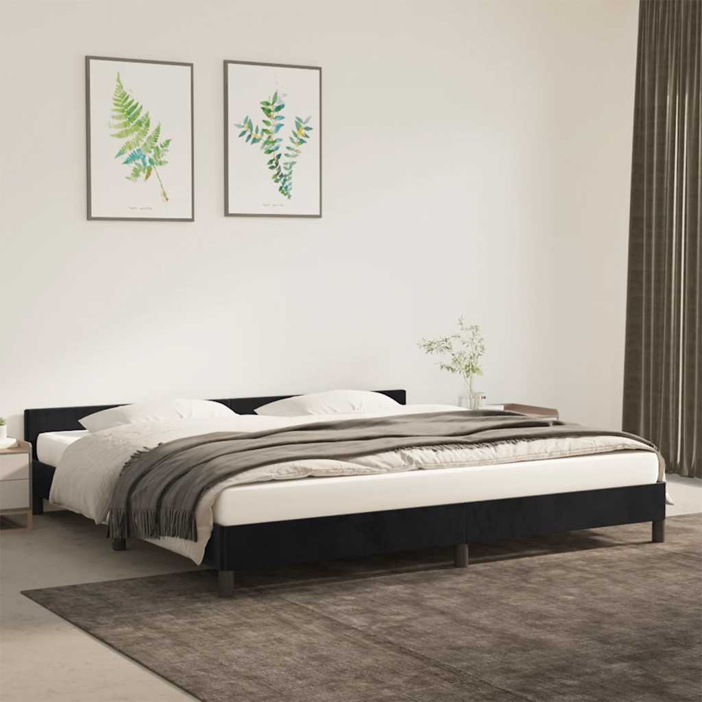 Sengeramme uden madras Sort 200x200 cm Fløjl