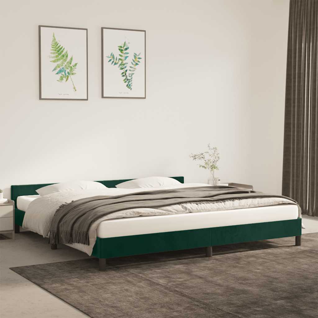 Sengeramme uden madras Mørkegrøn 200x200 cm Fløjl