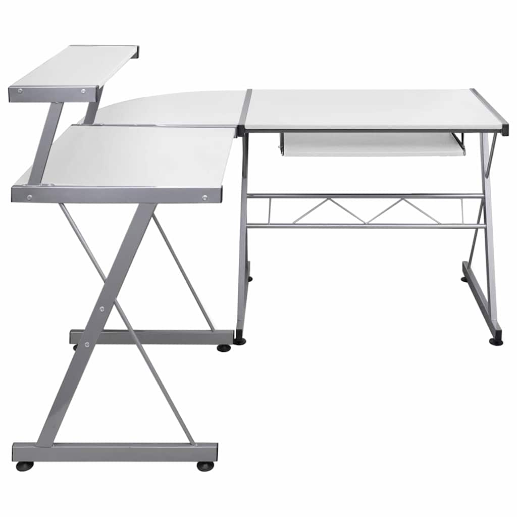 computerbord til hjørne 132x112x99 cm konstrueret træ hvid