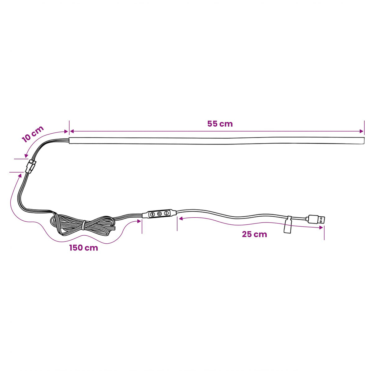 LED Strip med LED-lysstrimler Sort 180 cm SMD5050
