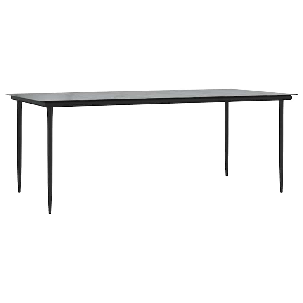 havebord 200x100x74 cm stål og hærdet glas sort