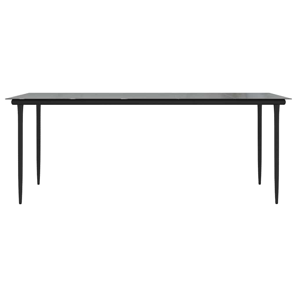 havebord 200x100x74 cm stål og hærdet glas sort