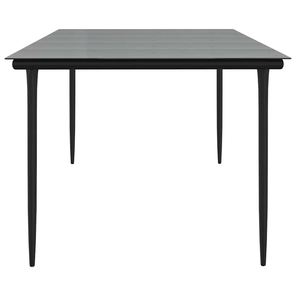 havebord 200x100x74 cm stål og hærdet glas sort