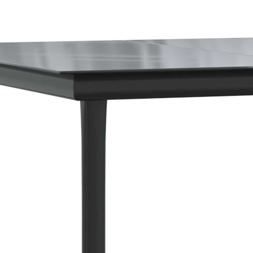 havebord 200x100x74 cm stål og hærdet glas sort