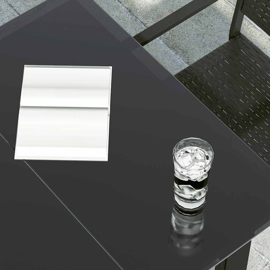 havebord 160x80x74 cm stål og hærdet glas sort