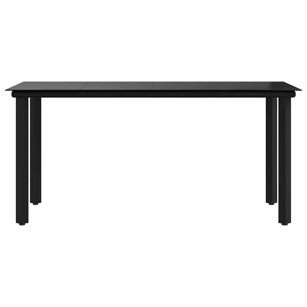havebord 160x80x74 cm stål og hærdet glas sort