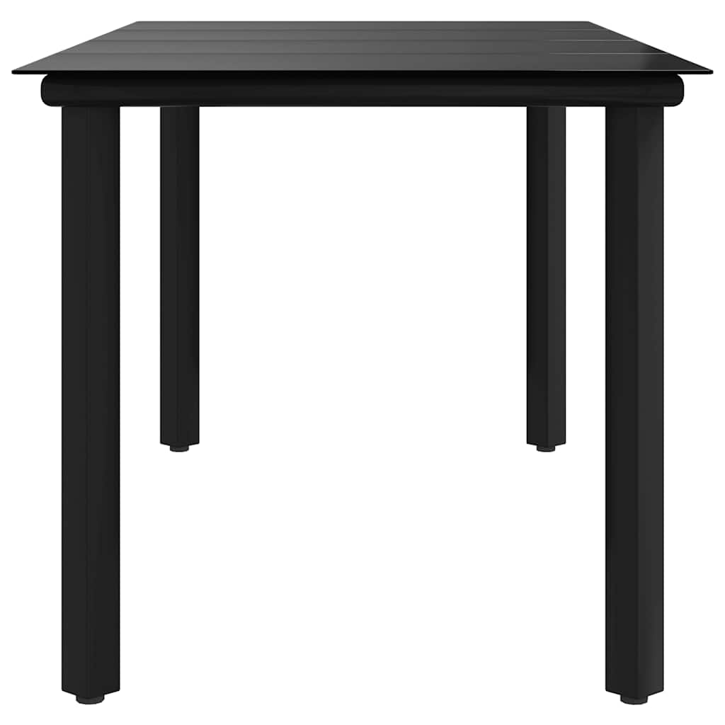 havebord 160x80x74 cm stål og hærdet glas sort