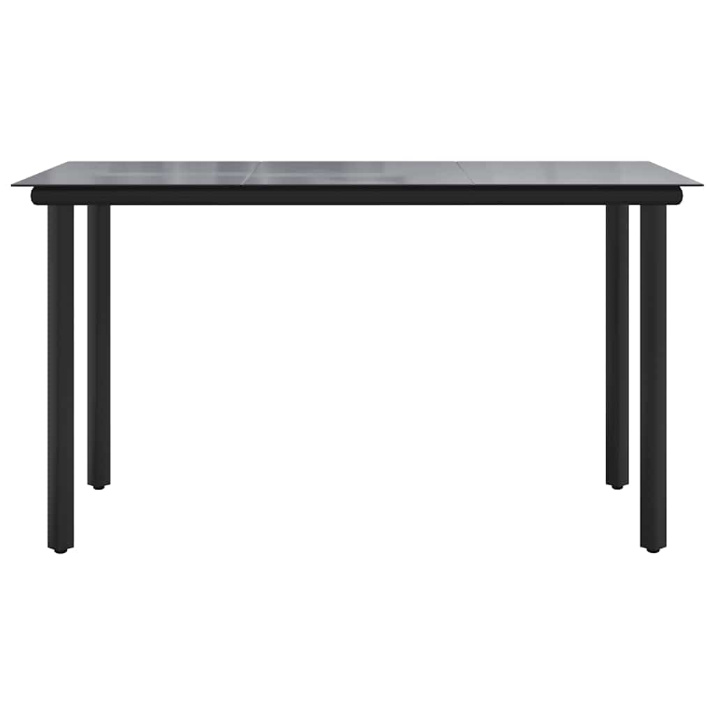 havebord 200x100x74 cm stål og hærdet glas sort