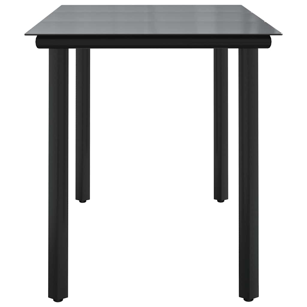 havebord 200x100x74 cm stål og hærdet glas sort