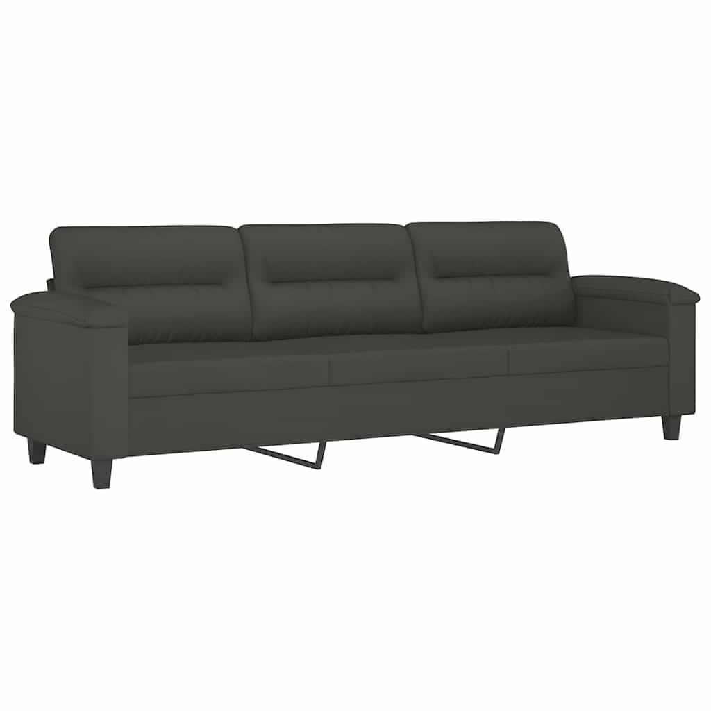 3-personers sofa 210 cm mikrofiberstof mørkegrå