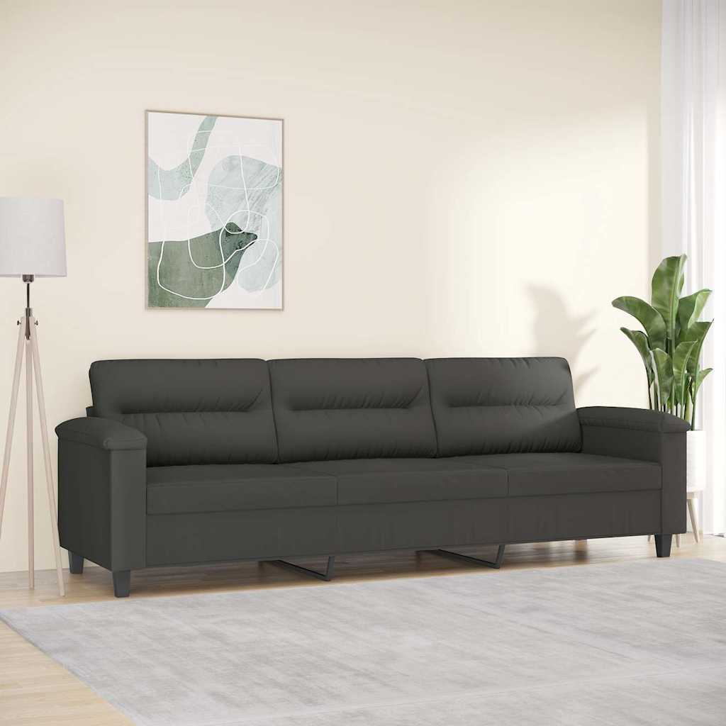 3-personers sofa 210 cm mikrofiberstof mørkegrå