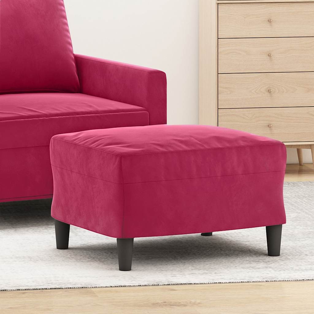 fodskammel 60x50x41 cm velour vinrød