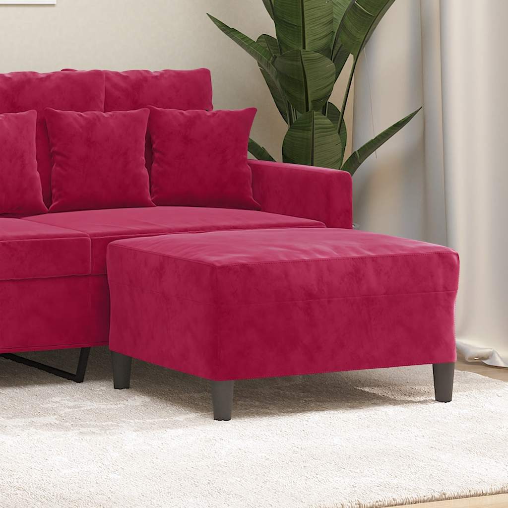 fodskammel 70x55x41 cm velour vinrød