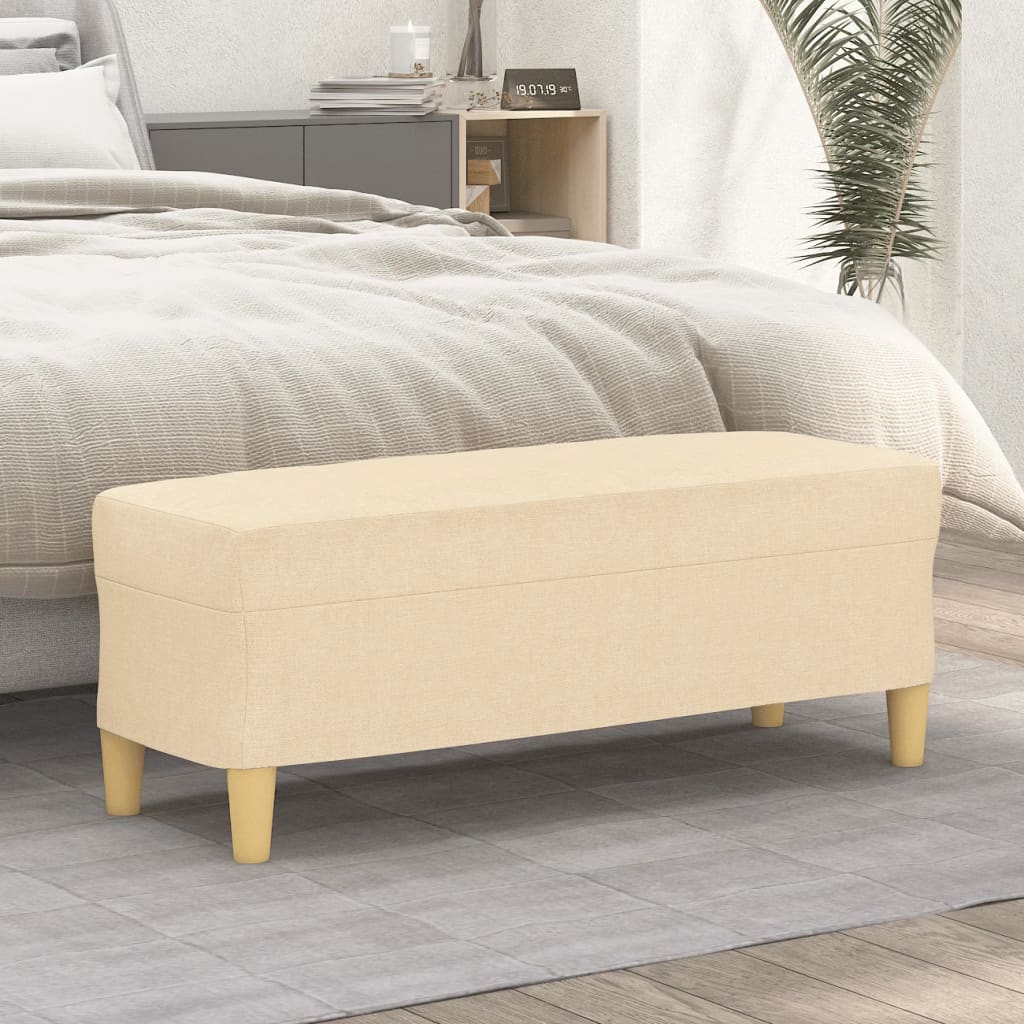 bænk 100x35x41 cm stof cremefarvet