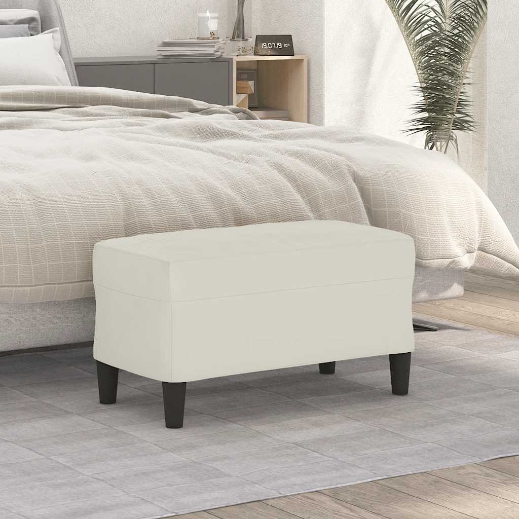 bænk 70x35x41 cm velour cremefarvet