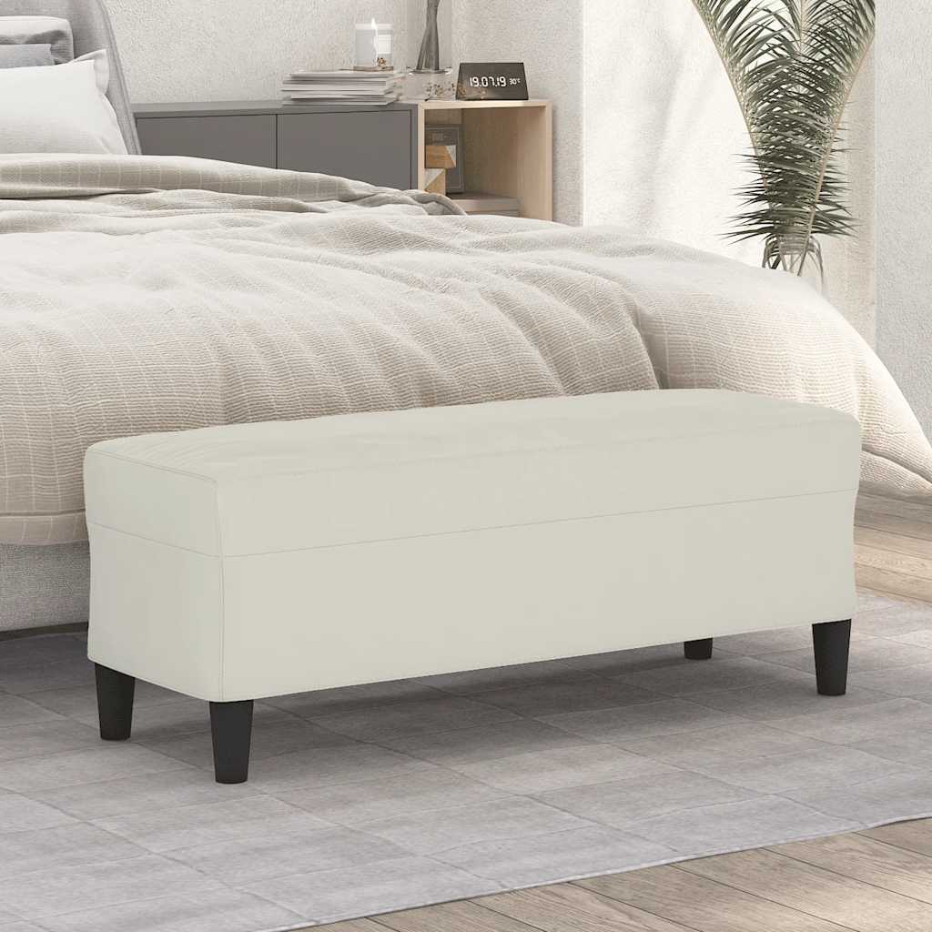 bænk 100x35x41 cm velour cremefarvet