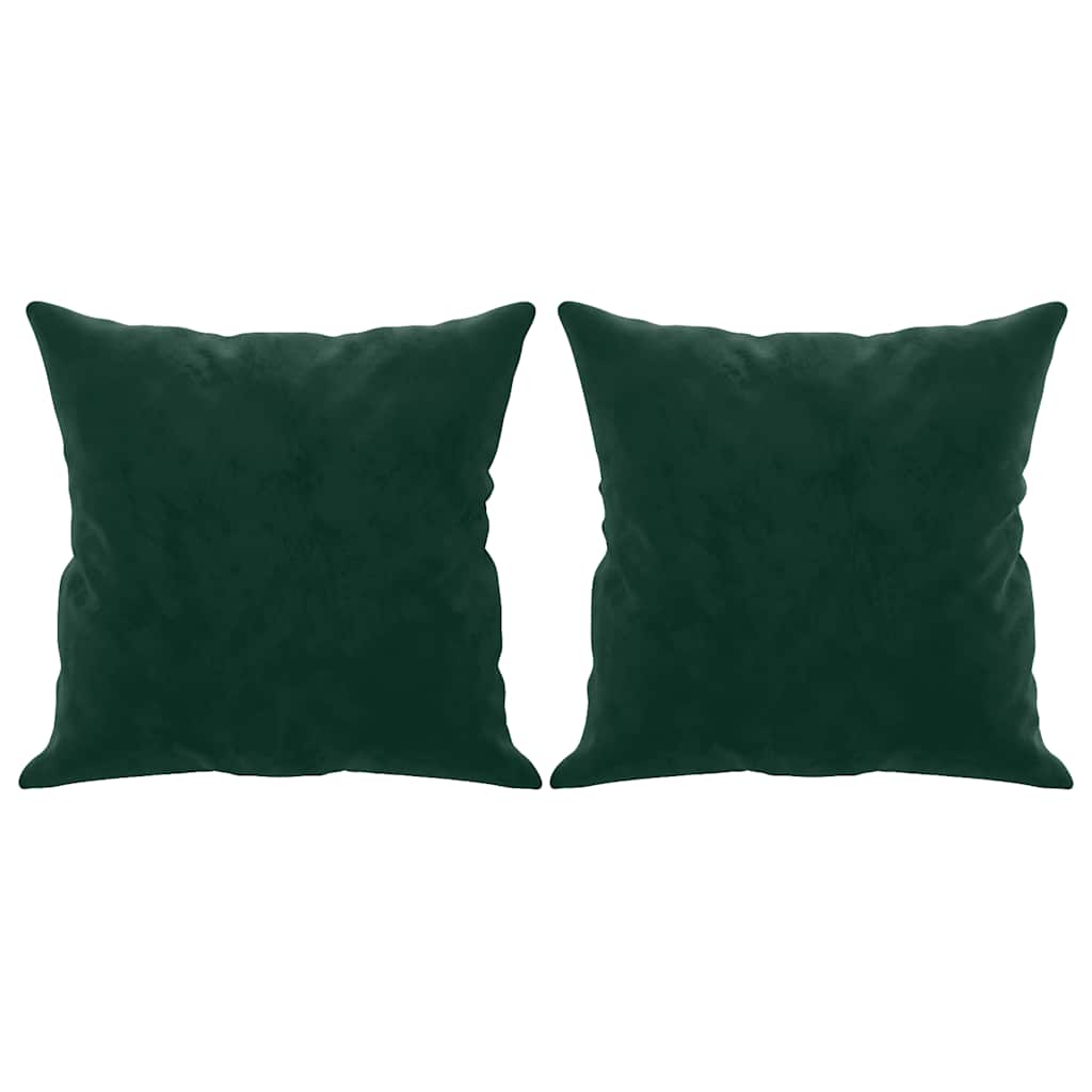 pyntepuder 2 stk. 40x40 cm velour mørkegrøn