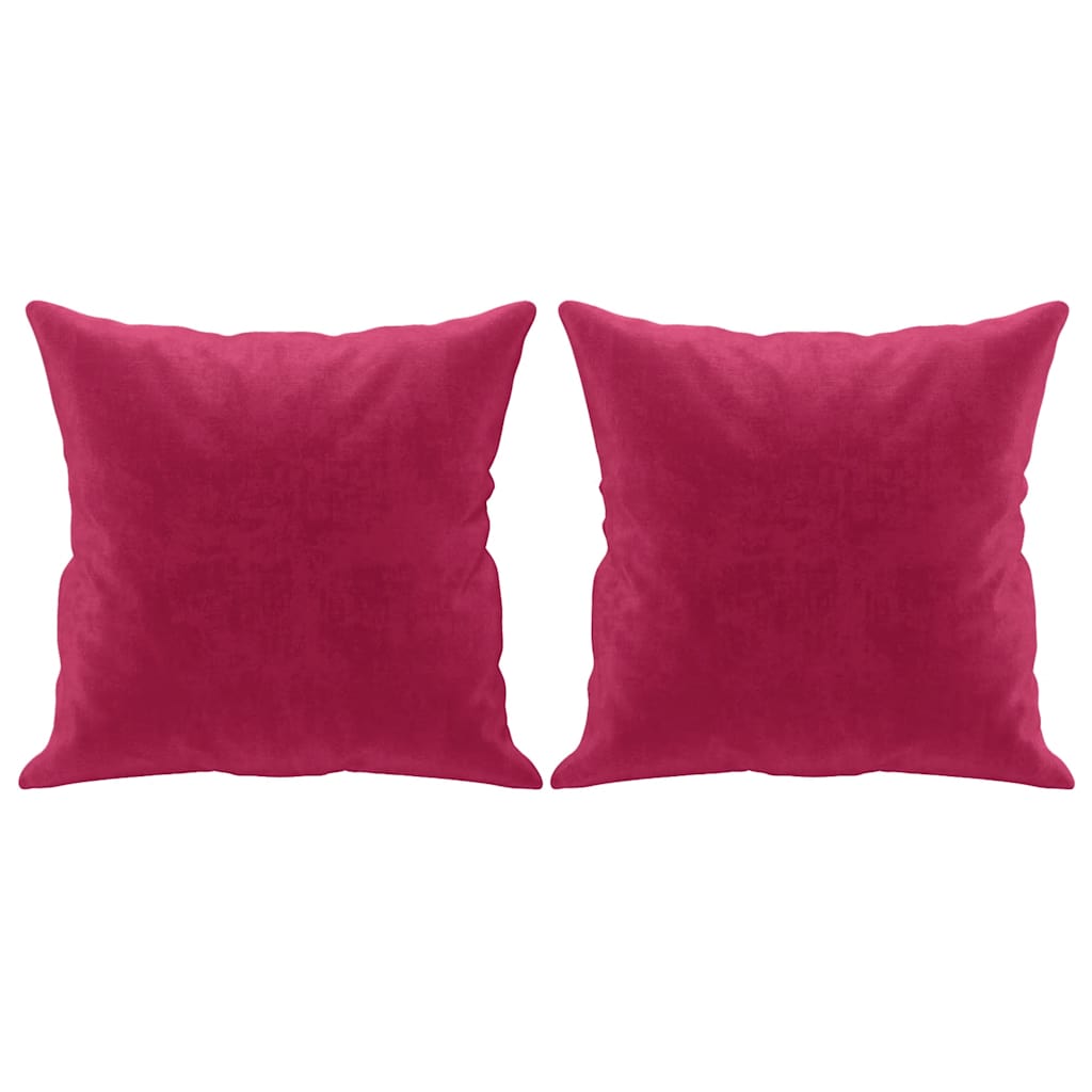 pyntepuder 2 stk. 40x40 cm velour vinrød