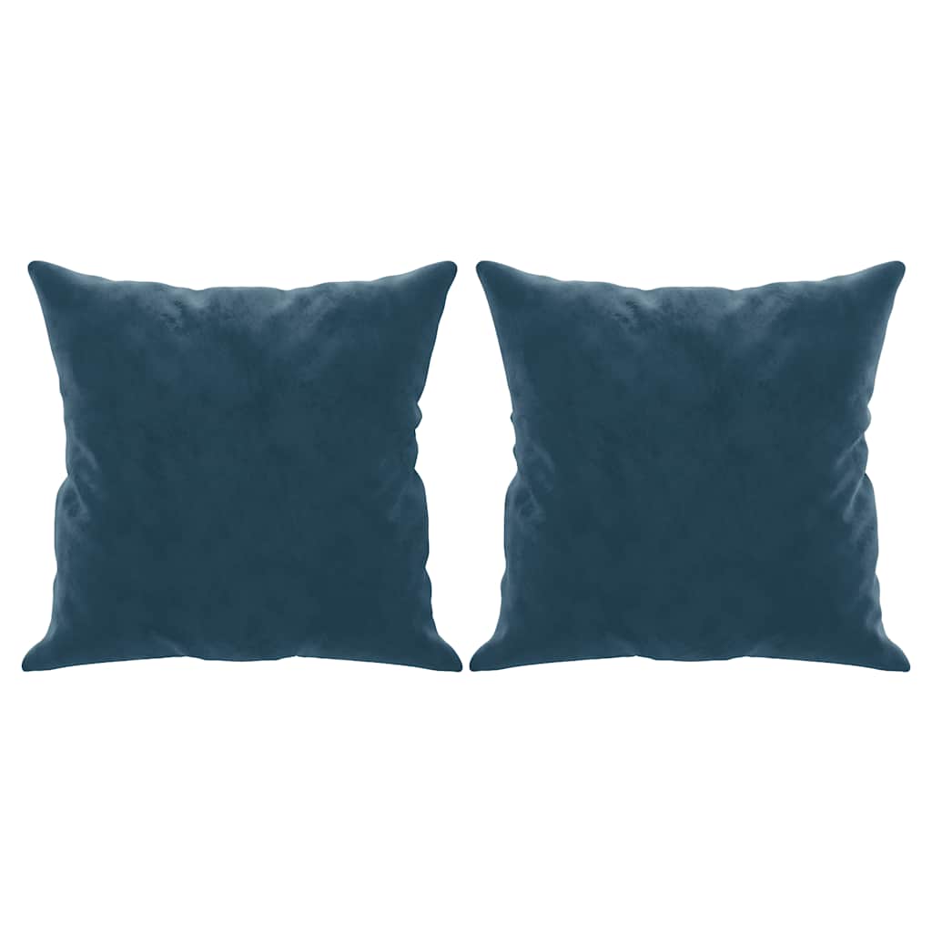 pyntepuder 2 stk. 40x40 cm velour blå