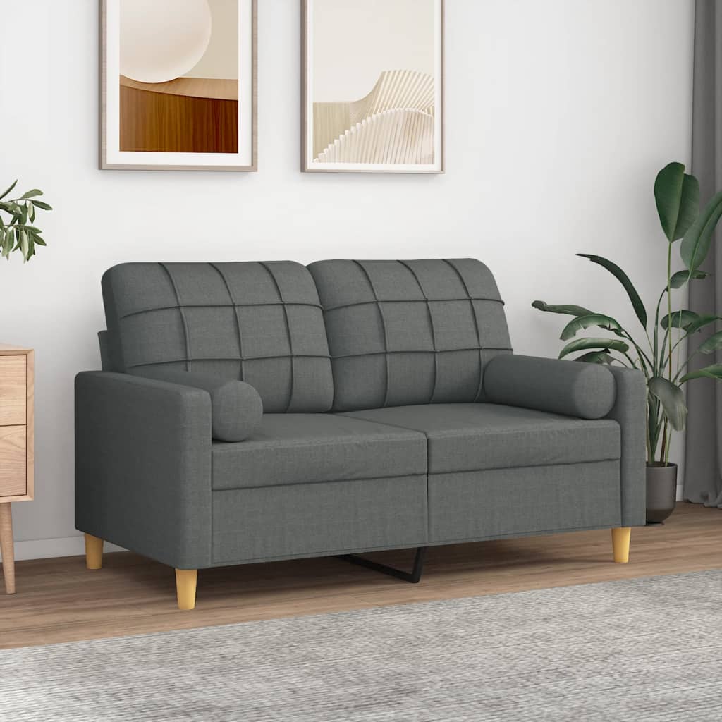 pyntepuder 2 stk. Ø15x50 cm stof mørkegrå