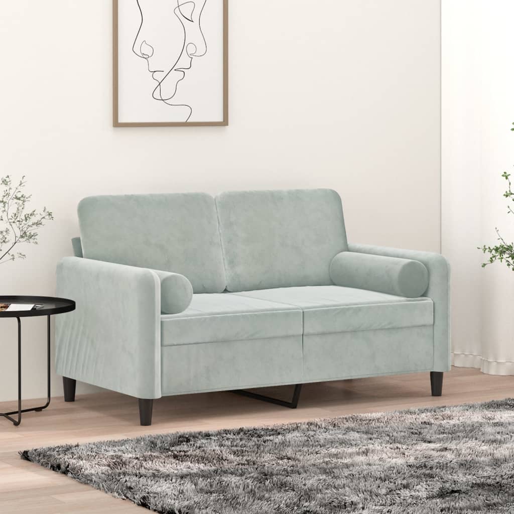 pyntepuder 2 stk. Ø15x50 cm velour lysegrå