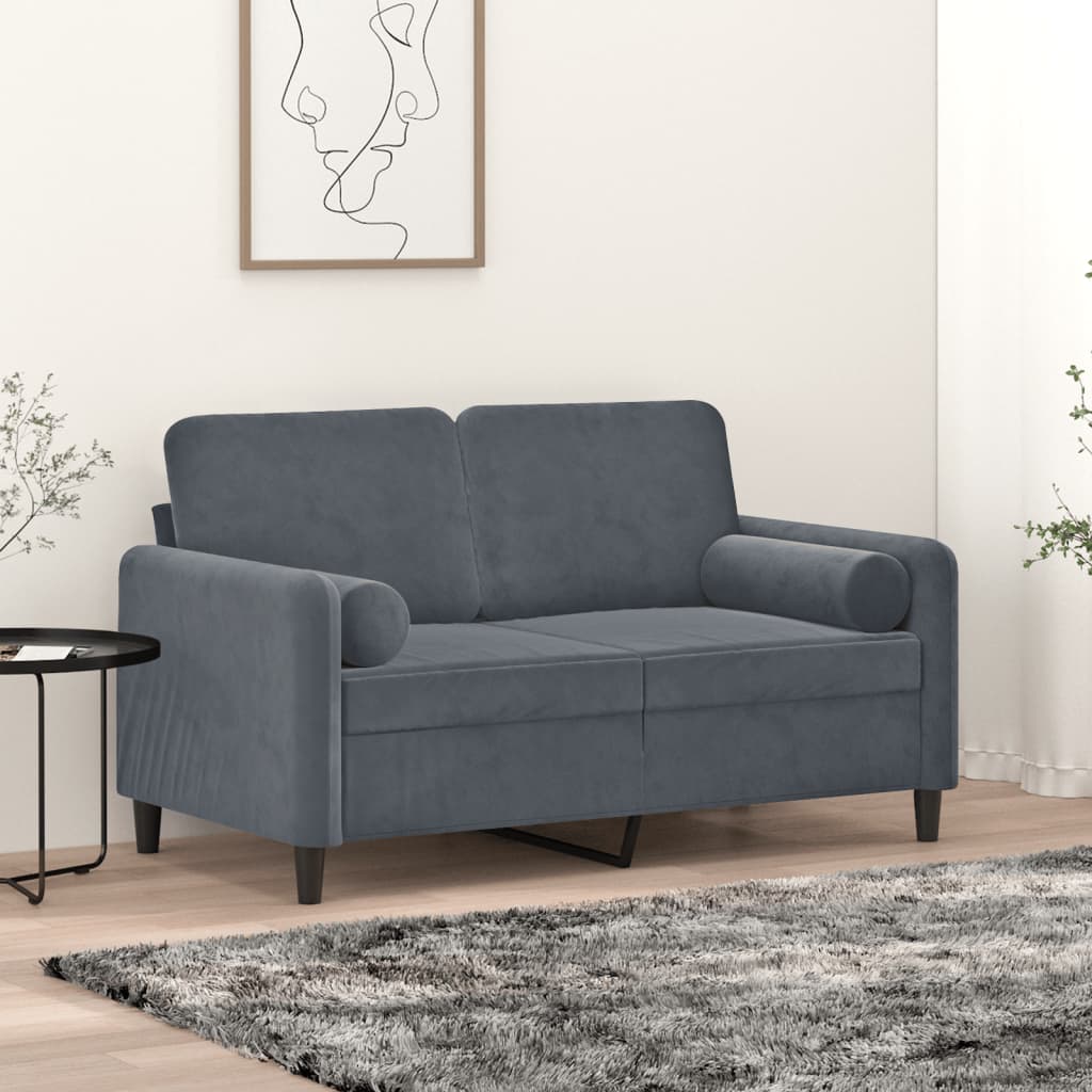 pyntepuder 2 stk. Ø15x50 cm velour mørkegrå