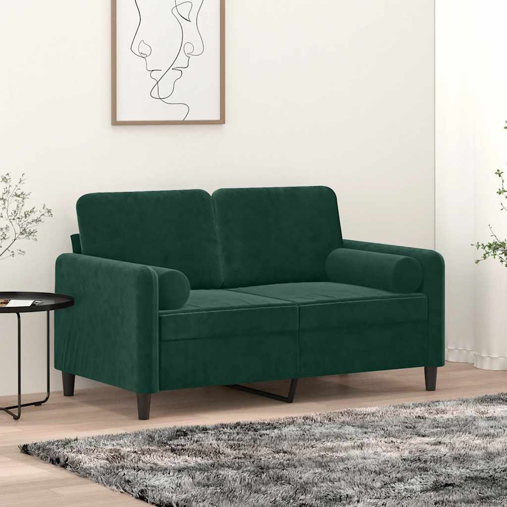 pyntepuder 2 stk. Ø15x50 cm velour mørkegrøn