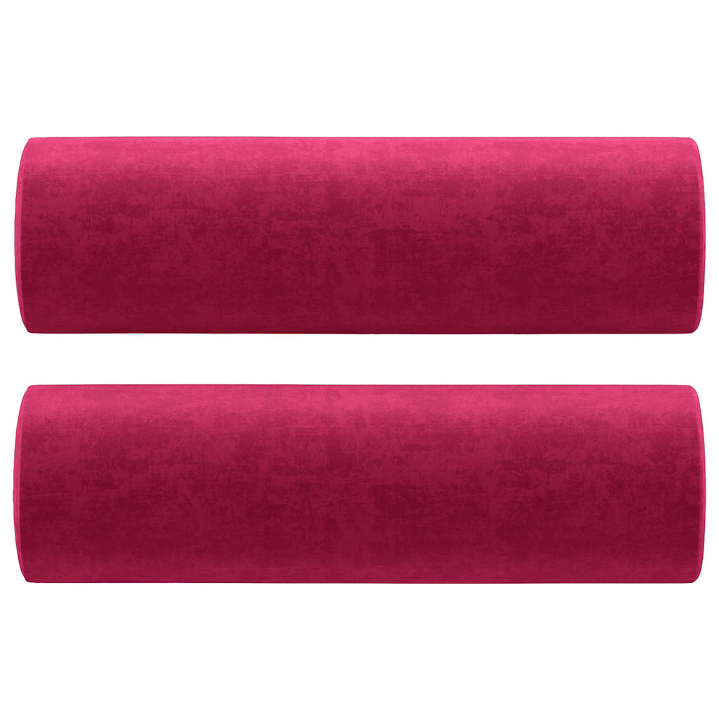 pyntepuder 2 stk. Ø15x50 cm velour vinrød