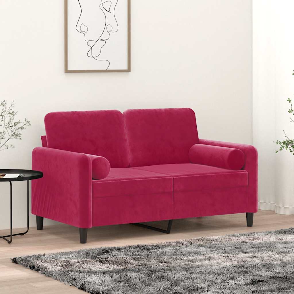 pyntepuder 2 stk. Ø15x50 cm velour vinrød