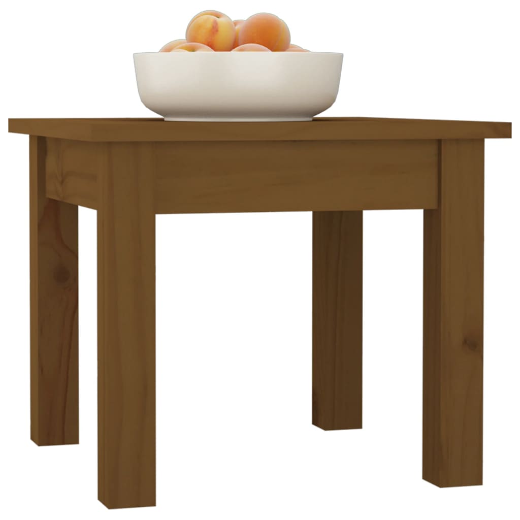 sofabord 35x35x30 cm massivt fyrretræ gyldenbrun