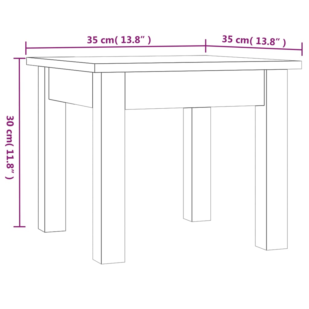 sofabord 35x35x30 cm massivt fyrretræ gyldenbrun