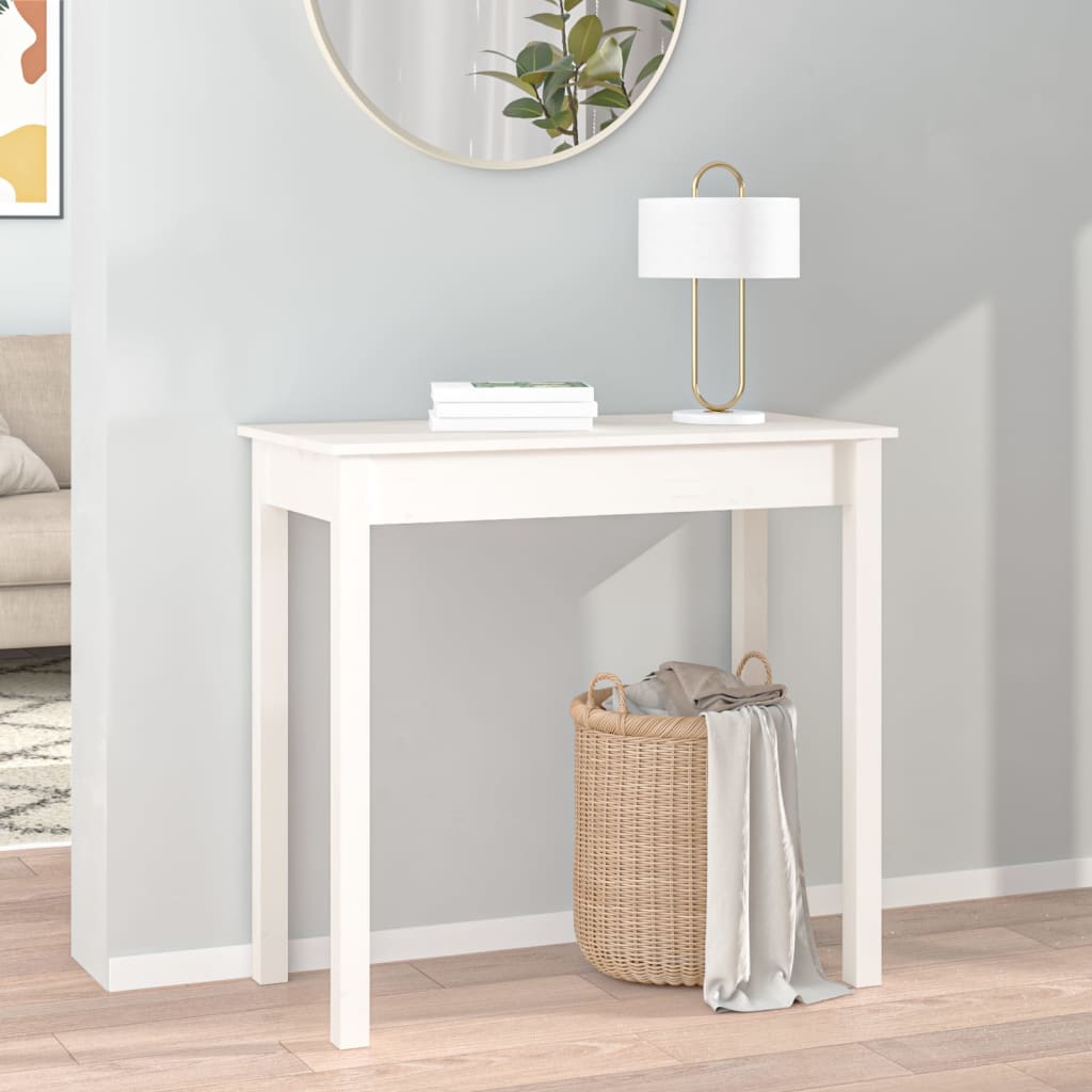 konsolbord 80x40x75 cm massivt fyrretræ hvid