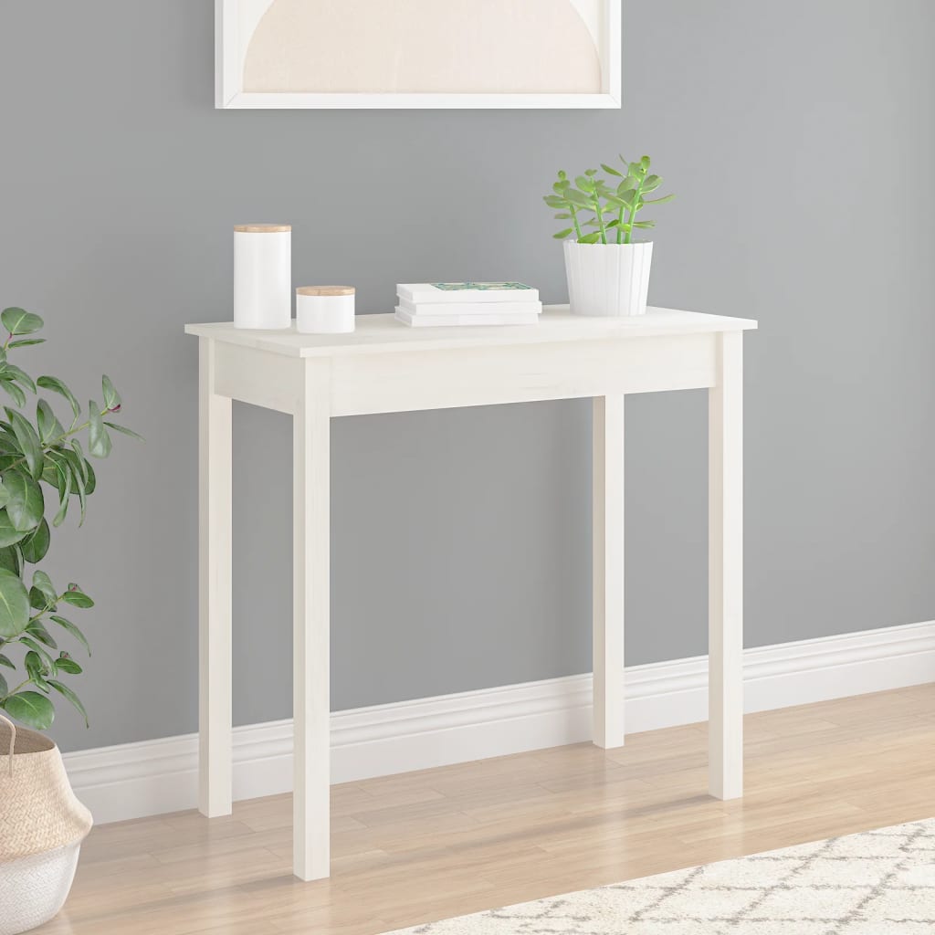 konsolbord 80x40x75 cm massivt fyrretræ hvid