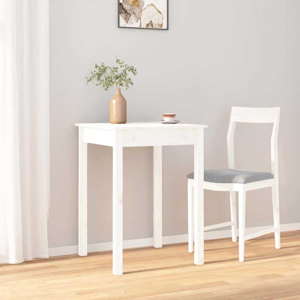 spisebord 55x55x75 cm massivt fyrretræ hvid