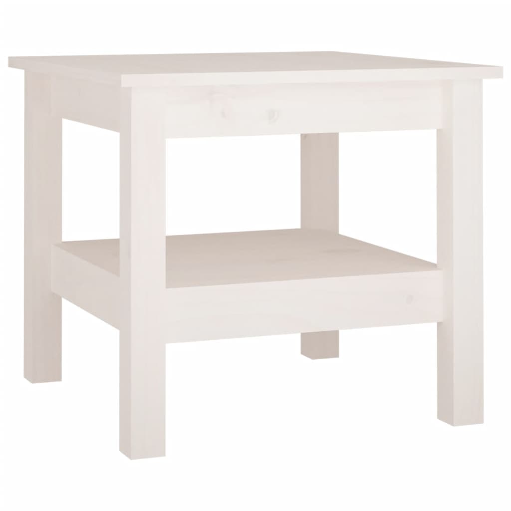 sofabord hvid 45x45x40 cm massivt træ fyrretræ