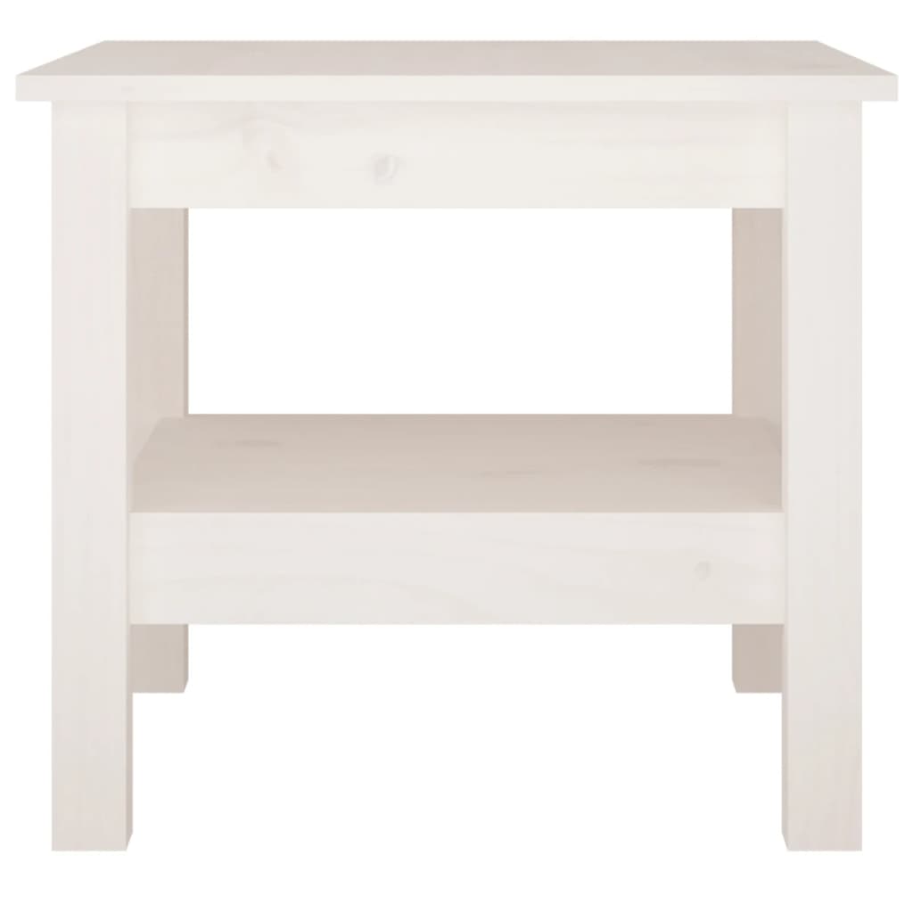 sofabord hvid 45x45x40 cm massivt træ fyrretræ