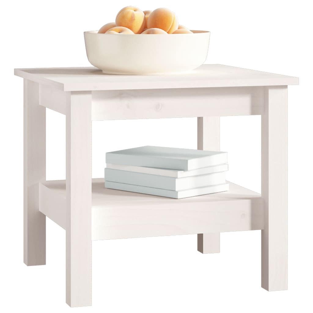sofabord hvid 45x45x40 cm massivt træ fyrretræ