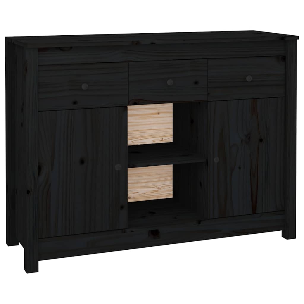 skænk 100x35x74,5 cm massivt fyrretræ sort