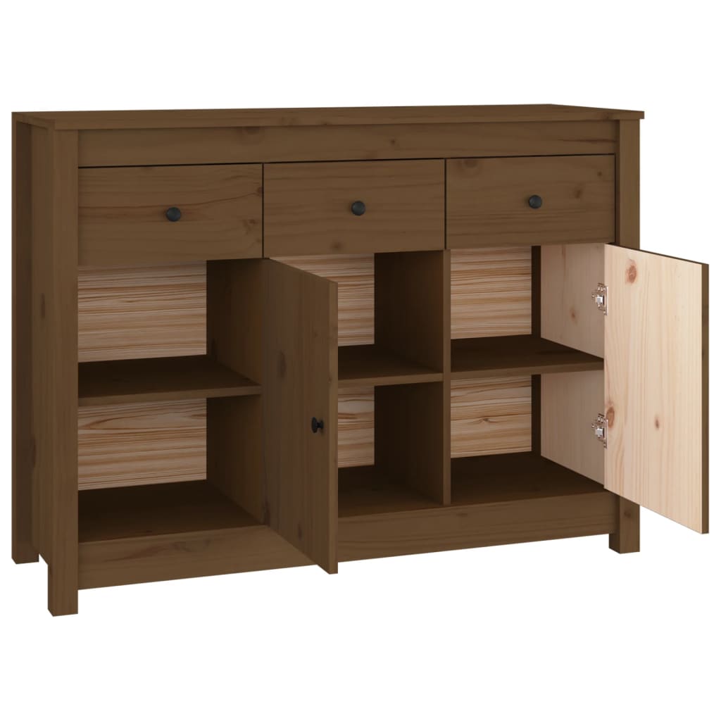 skænk 100x35x74 cm massivt fyrretræ gyldenbrun