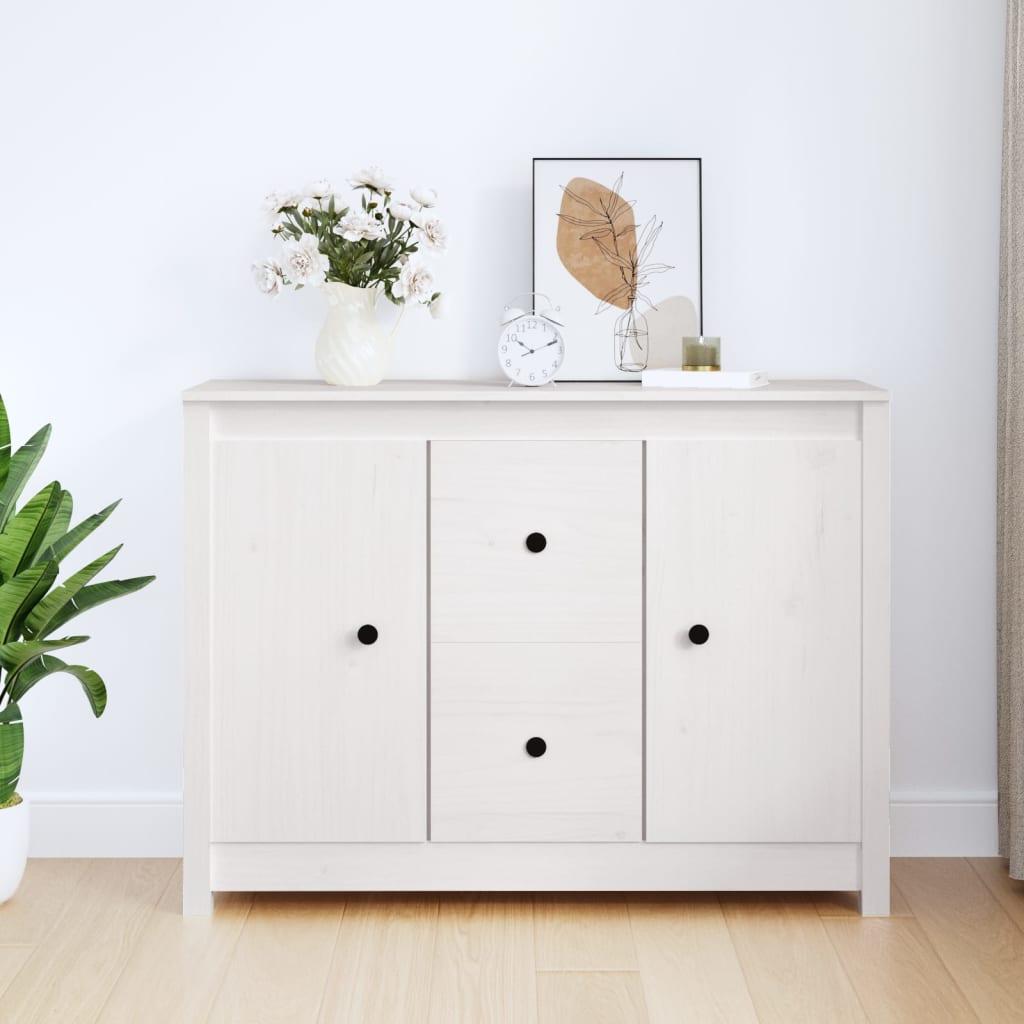 skænk 100x35x74 cm massivt fyrretræ hvid