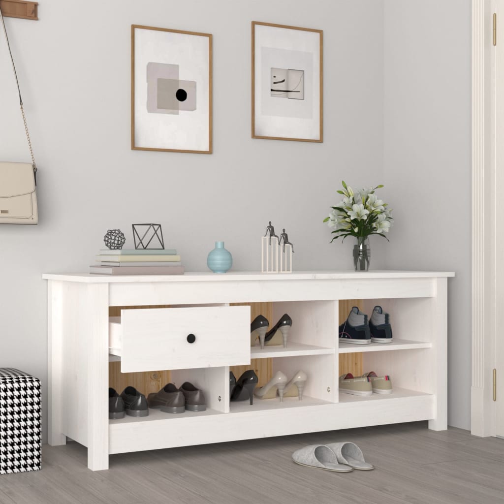 skoreol 110x38x45,5 cm massivt fyrretræ hvid